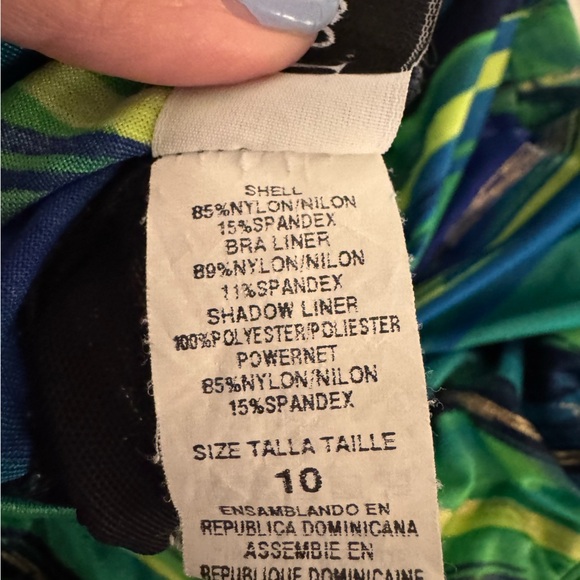 Vintage Longitude Swimsuit Blue/Green cross back. Size 10 - Picture 9 of 12